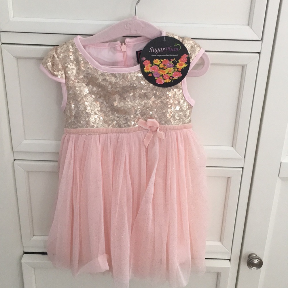 NWT Sugarplum dress pink peach sparkle tule